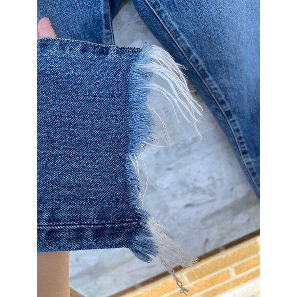 Moussy Vintage Jeans Sz 29 Li Howa Button Fly Distressed Raw Hem Straight Leg - Picture 8 of 12